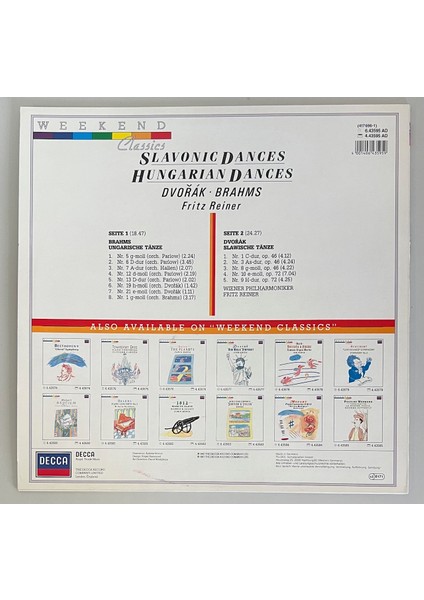 Brahms Dvorak Fritz Reiner Hungarian Dances Slavonic Dances Lp Plak (Orijnal 1987 Dönem Alman Baskı) fiyatları