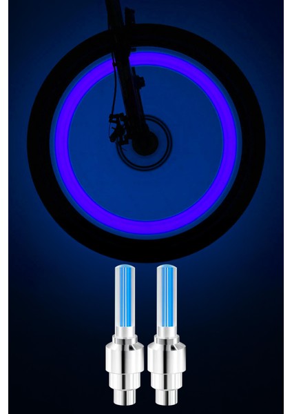 2 Adet Hareket Sensörlü Işıklı Sibop Kapağı Bisiklet Motorsiklet Otomobil Tekerleklerine Uygun