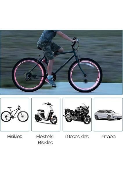 2 Adet Hareket Sensörlü Işıklı Sibop Kapağı Bisiklet Motorsiklet Otomobil Tekerleklerine Uygun