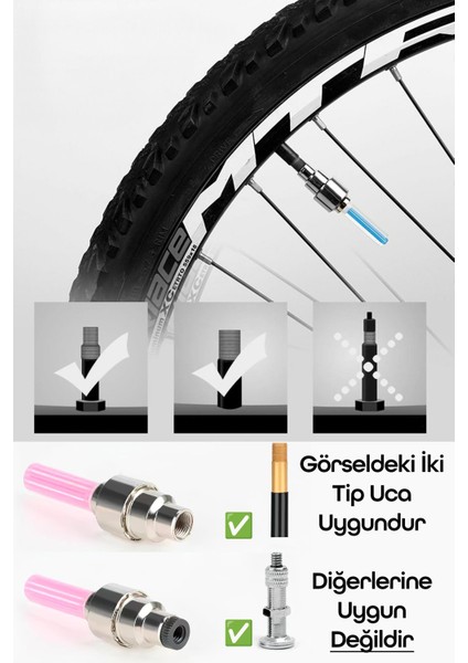 2 Adet Hareket Sensörlü Işıklı Sibop Kapağı Bisiklet Motorsiklet Otomobil Tekerleklerine Uygun