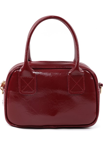 Kırışık Dokulu Bordo SHK217 Fiyonklu Suni Deri, Tek Bölmeli, Fermuarlı,kolon Askılı, El, Kol ve Omuz Çantası modelleri
