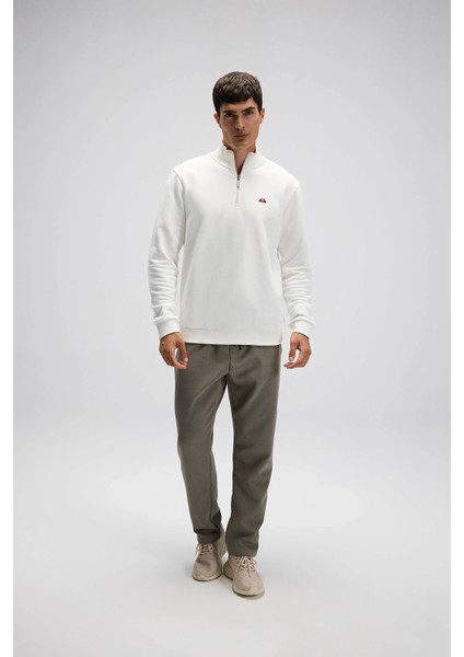 Pamuklu Regular Fit Yarım Fermuarlı Dik Yaka Sweat Erkek Sweat EM580 fırsatları