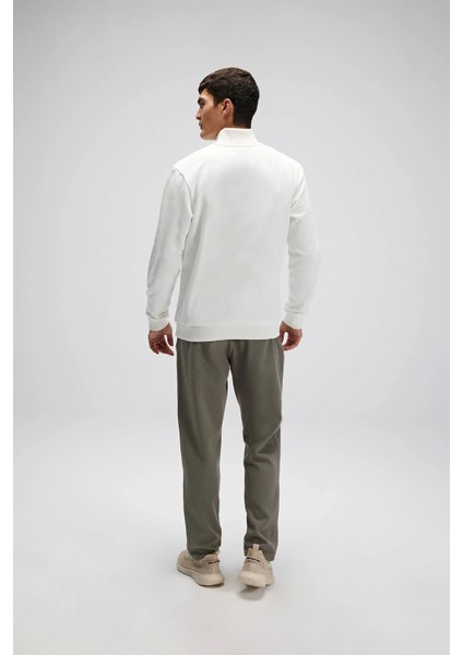 Pamuklu Regular Fit Yarım Fermuarlı Dik Yaka Sweat Erkek Sweat EM580