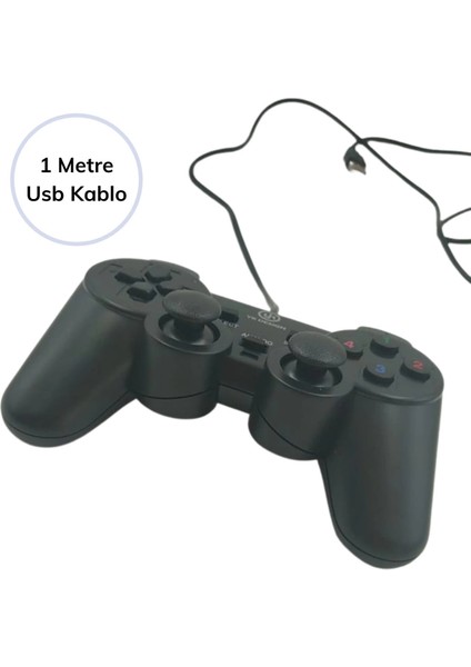 Çift Titreşimli USB Kablolu Oyun Kolu Pc Uyumlu Vibration Gamepad indirimleri