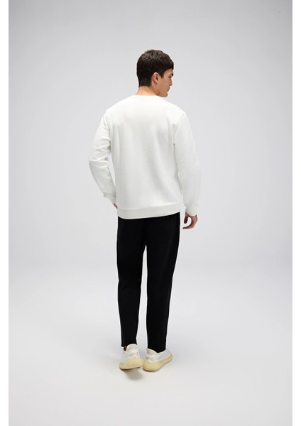 Pamuklu Regular Fit Bisiklet Yaka Logolu Sweat Erkek Sweat EM579