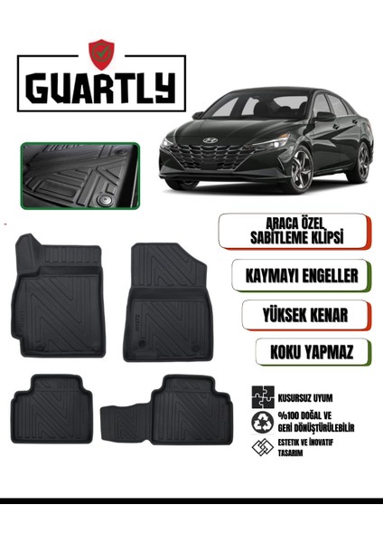 Hyundai Elantra 2020 ve Sonrası Uyumlu Araca Özel Premium 4d Havuzlu Oto Paspas Takımı