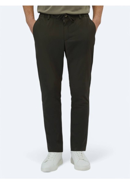 Haki Düz Dokuma Jogging Fit Casual Pantolon fiyatları