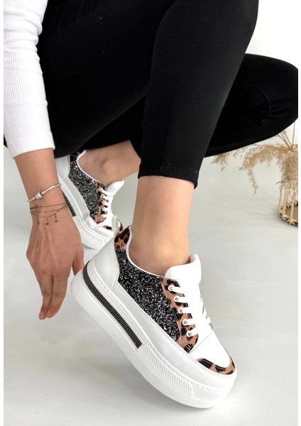 Lawin Beyaz Cilt Siyah Simli Bağcıklı Spor Ayakkabı fiyatları