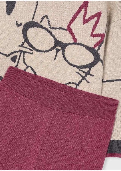 Kız Çocuk Kazak ve Pantolon Takımı | Baskılı Kazak & Vişne Palazzo Pantolon | 4-10 Yaş fırsatları