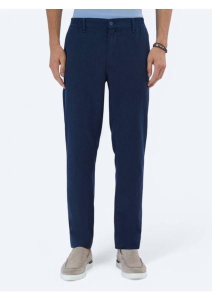 Lacivert Dokuma Jogging Fit Casual Pamuk Karışımlı Pantolon fiyatları