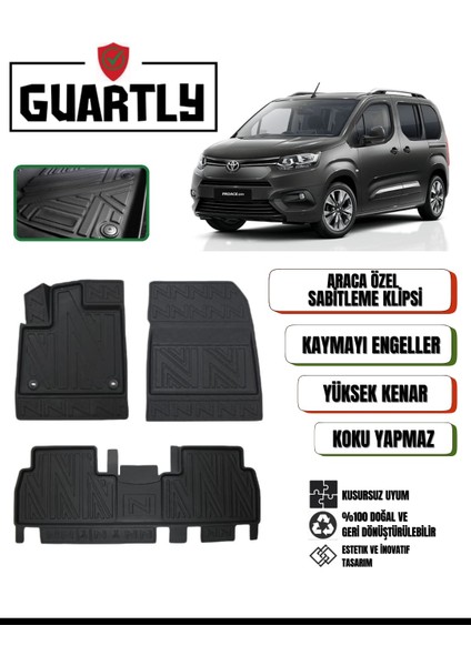 Toyota Proace City 2019 ve Sonrası Için Uyumlu 4d Premium Havuzlu Paspas Takımı