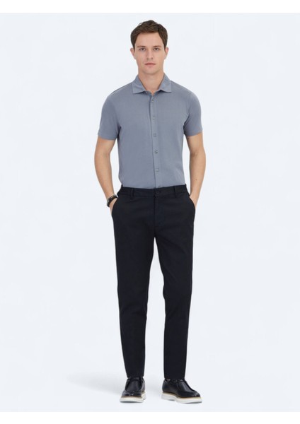 Siyah Dokuma Jogging Fit Casual Pamuk Karışımlı Pantolon