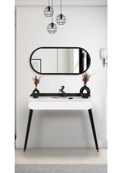 Flora Alize Siyah Dresuar / Aynalı Dresuar / Çekmeceli Dresuar /antre Dresuar / (90X32 Cm)