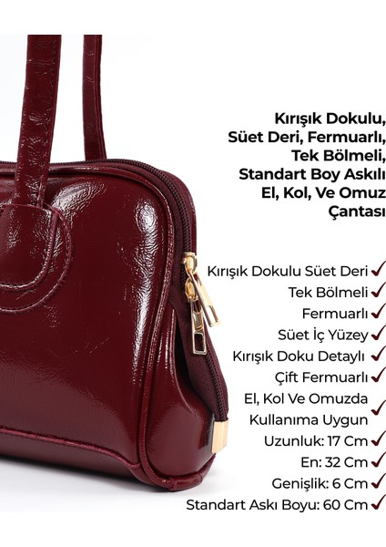 Bordo SHK251 Kırışık Suni Deri Fermuarlı Omuz Çantası ve Kroko Cüzdan Seti (SHK227-SHK181) fırsatları