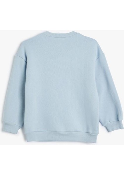 Sweatshirt Çiçek Baskılı Uzun Kollu Bisiklet Yaka fırsatları