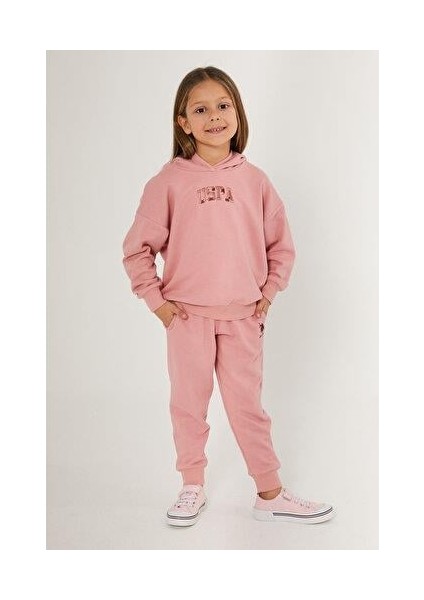 Retro Pembe Kız Çocuk Eşofman Takımı