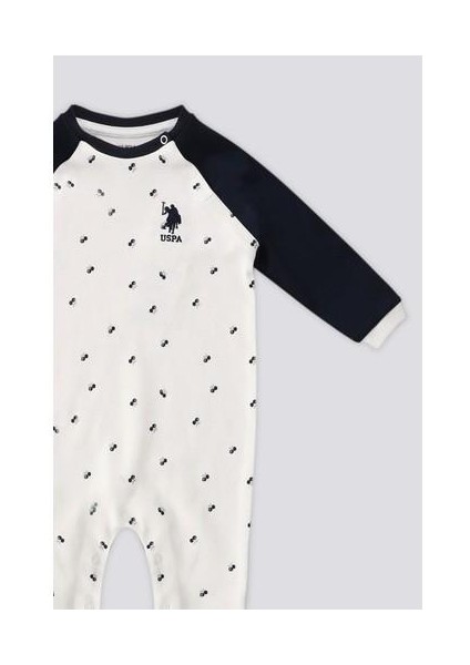 Krem Kiraz Desen Çıtçıtlı Bebek Tulum