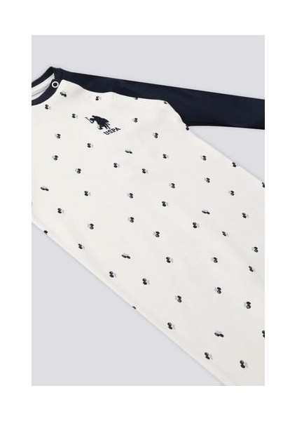 Krem Kiraz Desen Çıtçıtlı Bebek Tulum