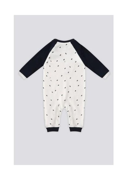 Krem Kiraz Desen Çıtçıtlı Bebek Tulum