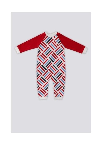 Krem Şerit Detay Yaka Çıtçıtlı Bebek Tulum