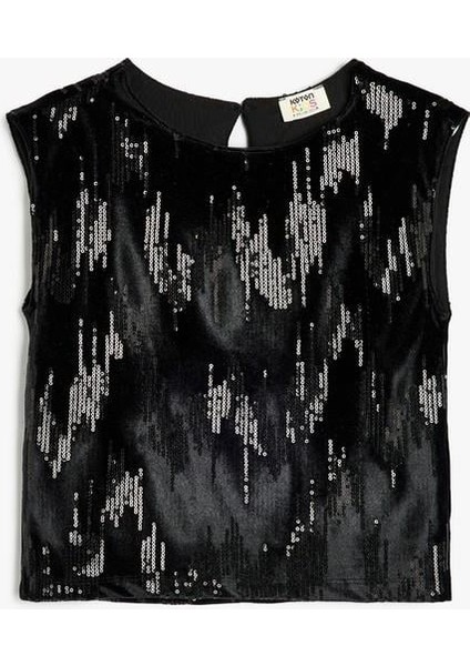 Pullu Payetli Parlak Bluz Kolsuz Bisiklet Yaka fırsatları