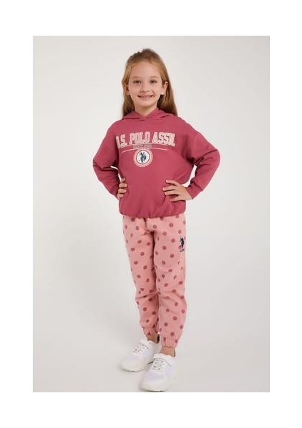 Lisanslı Gül Kurusu Kız Çocuk Lastik Detaylı Eşofman Takım