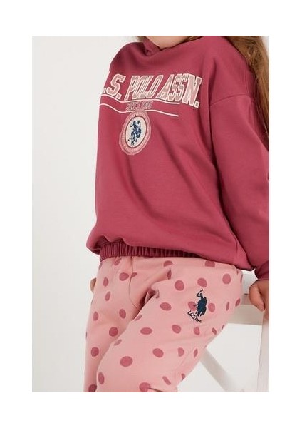 Lisanslı Gül Kurusu Kız Çocuk Lastik Detaylı Eşofman Takım