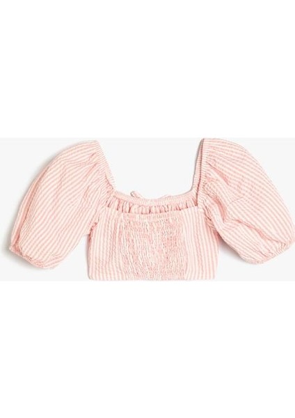 Crop Bluz Balon Kollu Büzgü Detaylı fırsatları