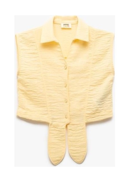 Bağlama Detaylı Düğmeli Kolsuz Gömlek fırsatları