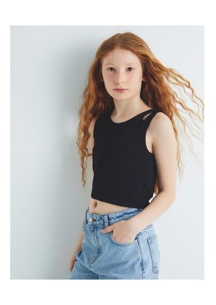 Crop Atlet Çift Askılı Pamuklu