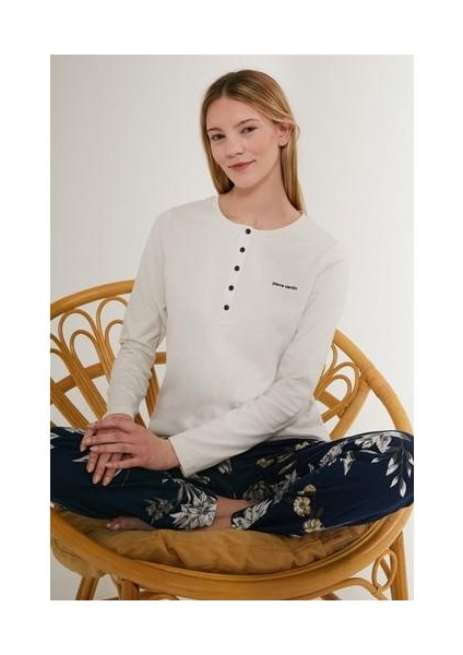 Flowering Beyaz Kadın Uzun Kol Pijama Takım