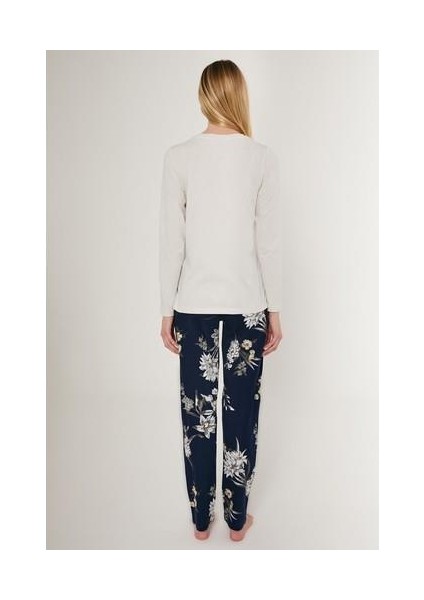 Flowering Beyaz Kadın Uzun Kol Pijama Takım