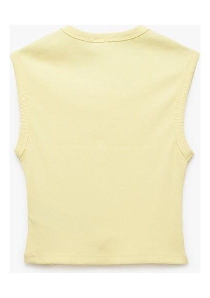 Pamuklu Kolsuz Bisiklet Yaka Fitilli Slim Fit Crop Atlet indirimleri