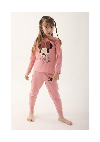 Retro Pembe Kız Çocuk Uzun Kol Pijama Takım