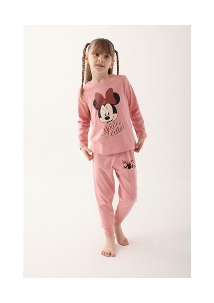 Retro Pembe Kız Çocuk Uzun Kol Pijama Takım