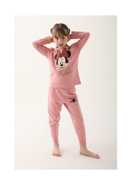 Retro Pembe Kız Çocuk Uzun Kol Pijama Takım