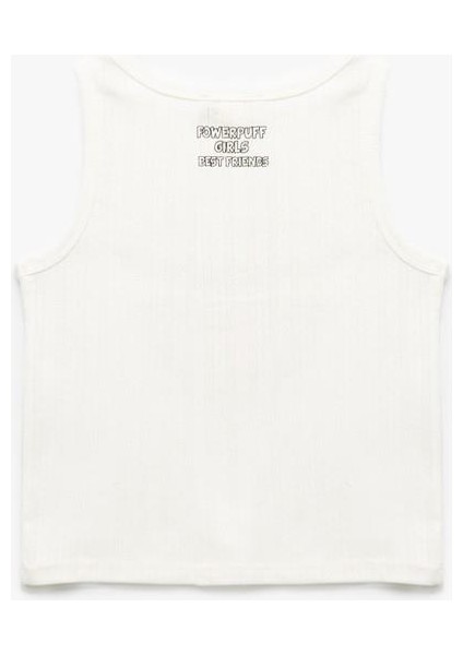 Lisanslı Powerpuff Girls Baskkılı Kolsuz Bisiklet Yaka Atlet indirimleri