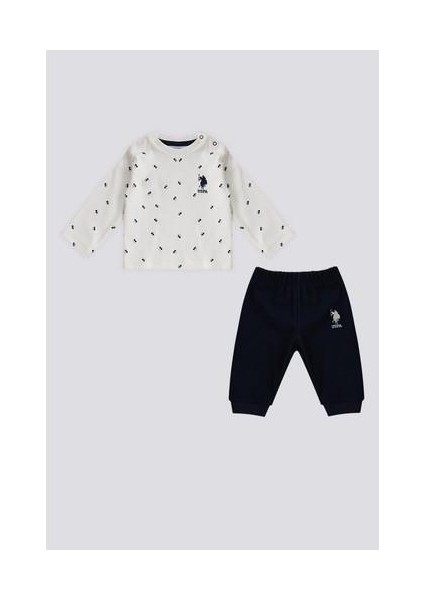 Krem Çıtçıtlı Bisiklet Yaka Kiraz Desen Bebek 2'li Takım indirimleri