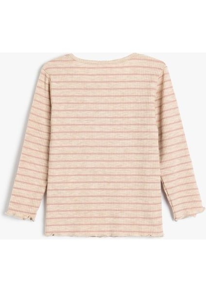 Uzun Kollu Tişört Yuvarlak Yaka Ribanalı fırsatları