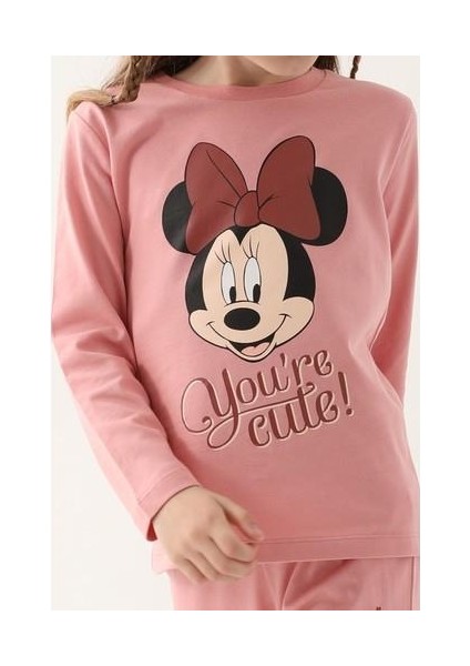 Retro Pembe Kız Çocuk Uzun Kol Pijama Takım