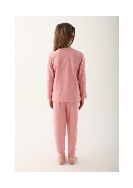 Retro Pembe Kız Çocuk Uzun Kol Pijama Takım