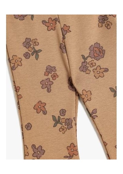 Ispanyol Paça Tayt Çiçek Baskılı Ribanalı Pamuklu