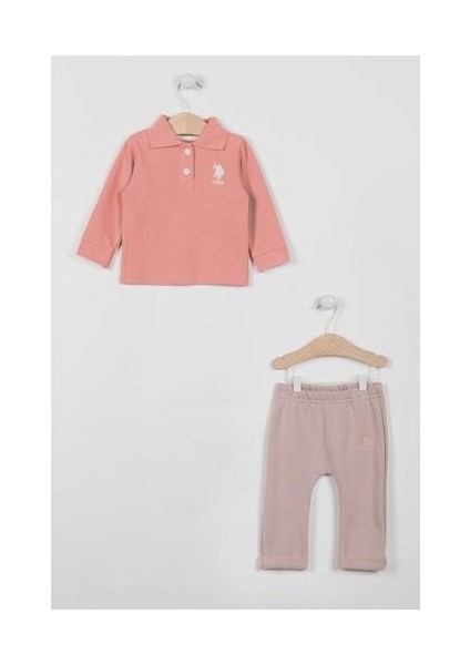U.s. Polo Assn Lisanslı Kiremit Kız Bebek Uzun Kol Sweatshirt Takım fırsatları
