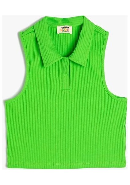 Crop Atlet Polo Yaka Düğmeli Ribanalı Pamuklu fırsatları