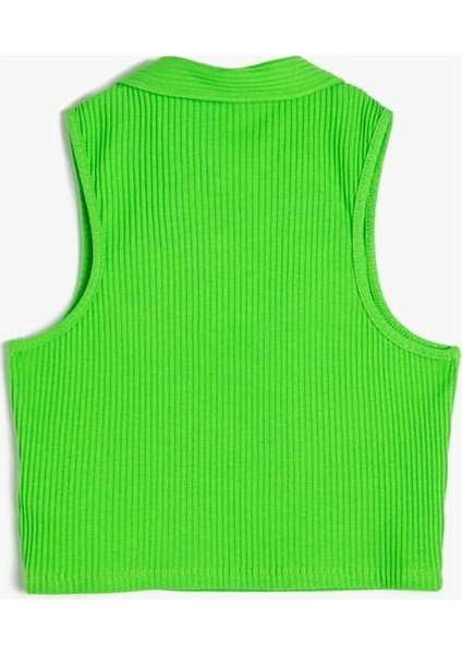 Crop Atlet Polo Yaka Düğmeli Ribanalı Pamuklu indirimleri