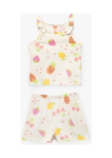 Pamuklu Meyve Desenli 2'li Şort ve Tişört Seti indirimleri