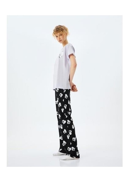 Pamuklu Kalpli Köpek Grafik Baskılı Pijama Takımı