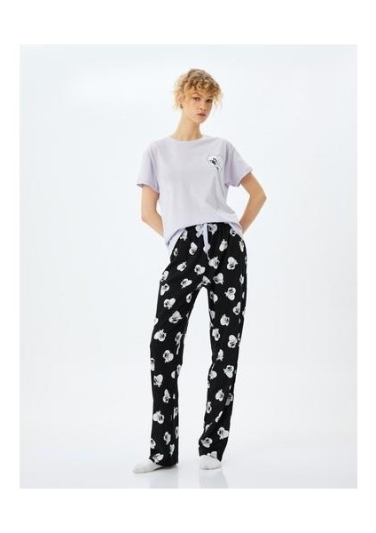 Pamuklu Kalpli Köpek Grafik Baskılı Pijama Takımı