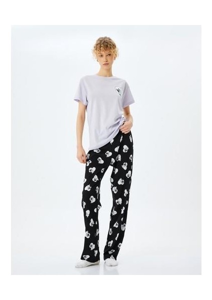 Pamuklu Kalpli Köpek Grafik Baskılı Pijama Takımı