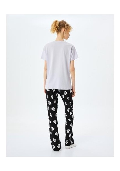 Pamuklu Kalpli Köpek Grafik Baskılı Pijama Takımı